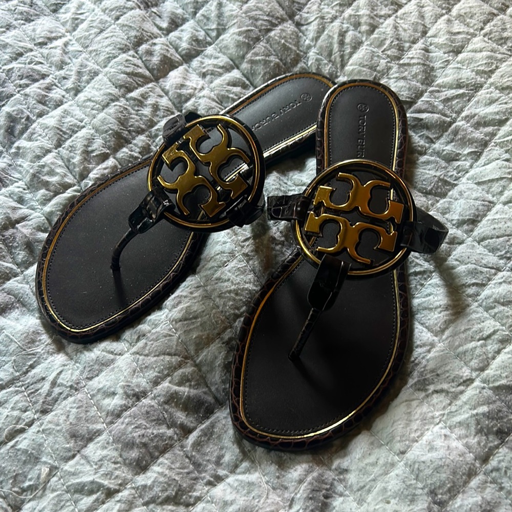 Tory Burch Size 9 Sandals. Never worn outside. Too wide for my narrow feet